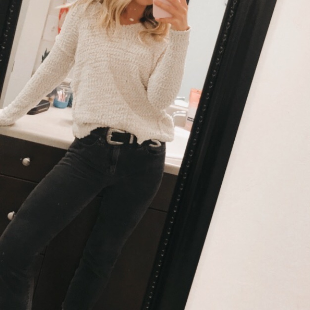 beige v neck sweater